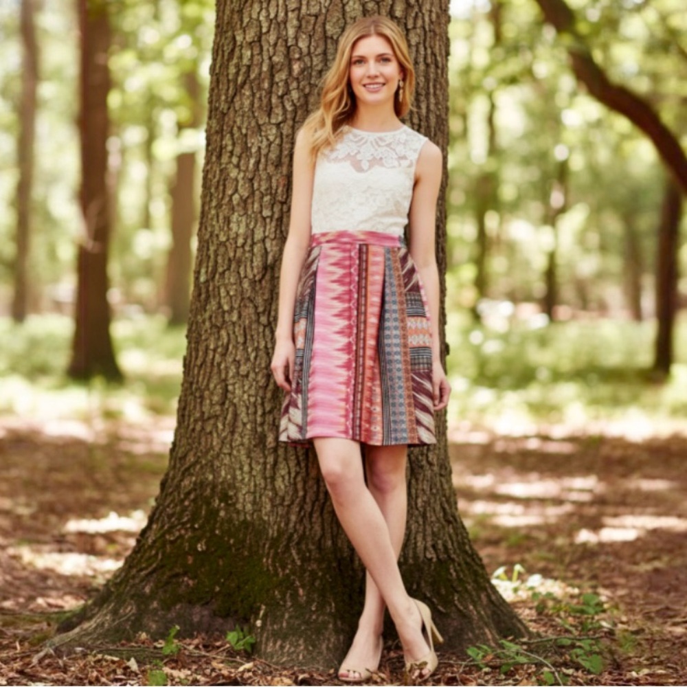 Weston Wear By Anthropologie Mismado Lace Pleated Dress Size 8 - Picture 3 of 15
